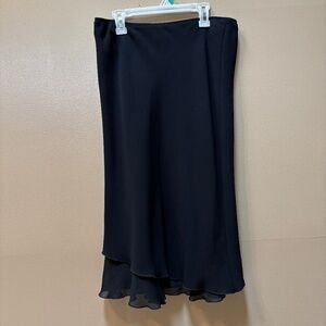 T. Garment Black Midi Lined Skirt With Ruffles Size S